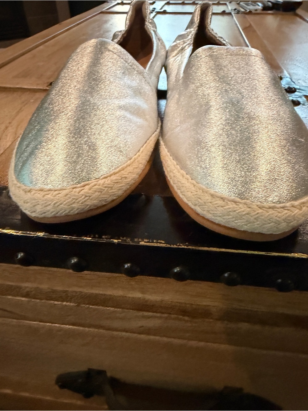 Women's Metallic Silver Slip-On Espadrille Flats - Picture 3 of 9